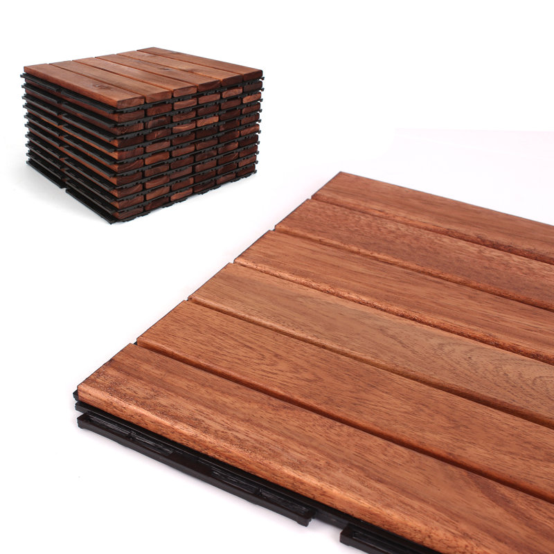 Carreau de terrasse en bois 12 po x 12 po, Brun