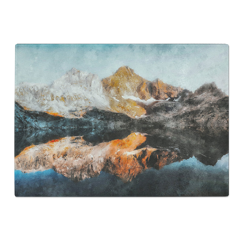Tempered Glass Reflection of the Alps Chopping Board, 20 cm x 28.5 cm