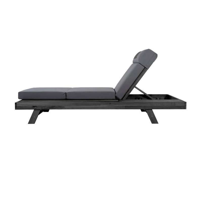 Lounge Chaise With Water-Resistant Lounge Cushions, Dark Gray, Black