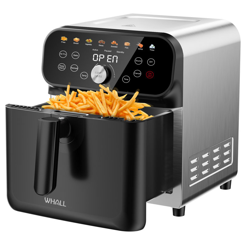WHALL 6.2QT Air Fryer Oven - Versatile Stainless Steel 12-in-1 Cooking Appliance with LED Smart Touchscreen, 85% Less Fat Cooking, 1600W for Healthier Meals