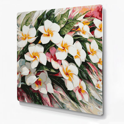 Art mural hawaïen plumeria beige en métal
