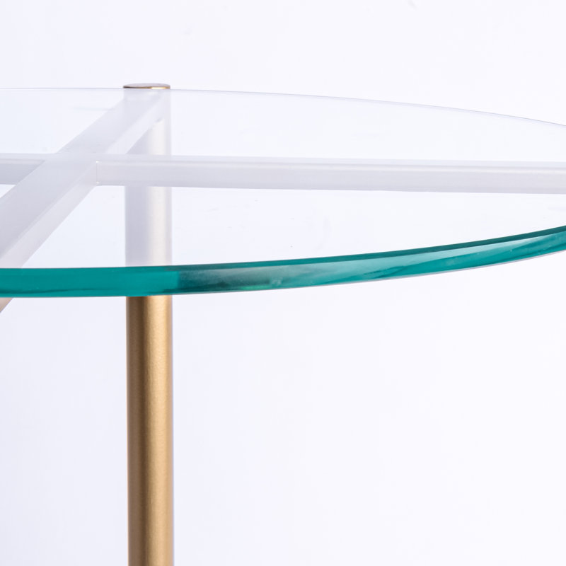Ansted Marble/Glass Top End Table with Storage, Green, Gold