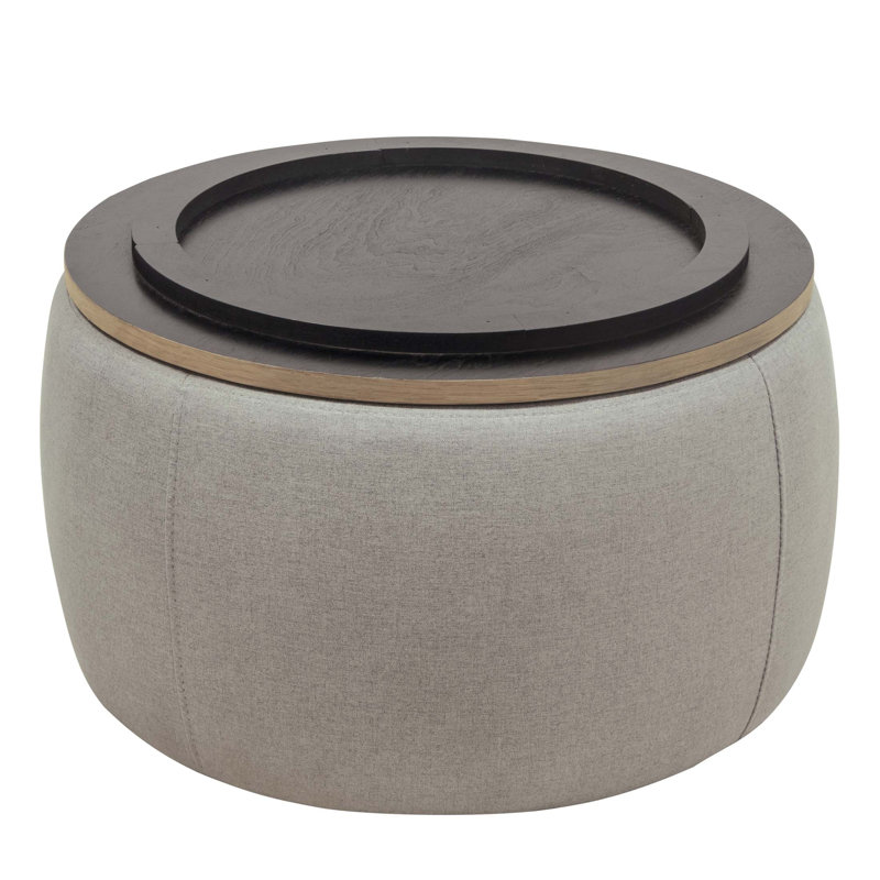 Round Storage Ottoman With Removable Top, 2 In 1 Function As End Table And Footstool, Perfect For Modern Living Spaces