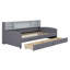 Lit plateforme tapissier avec rangement et tiroirs-604468290