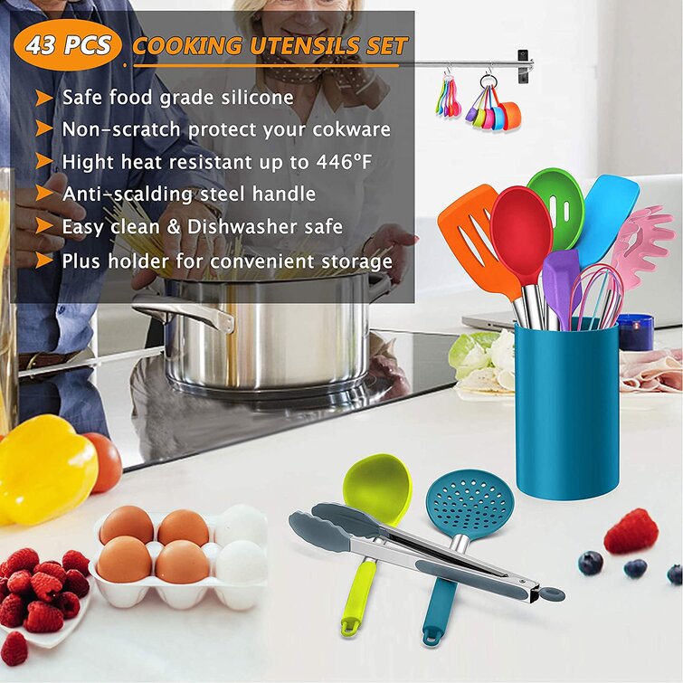 Silicone Cooking Utensils Set, 43Pcs Non-Stick Heat Resistant