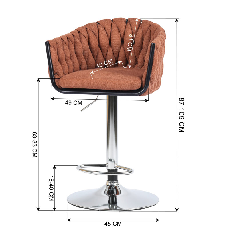 Gana Swivel Upholstered Adjustable Height Counter Stool with Metal Frame