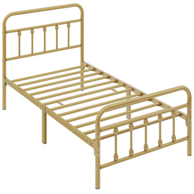 Metal Bed Frame with Vintage Headboard