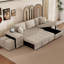 Canapé modulaire réversible en L 104,5 po avec méridienne de rangement, 2 tabourets et canapé-lit crème pour salon