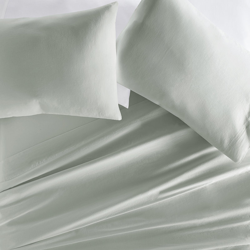 100% Cotton Pillowcase Set Soft Bedding, King, Green Mist