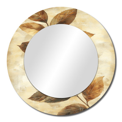 Brown Faded Sepia Leaves I - Floral Mirror For Wall Art Decor - Printed On Metal
