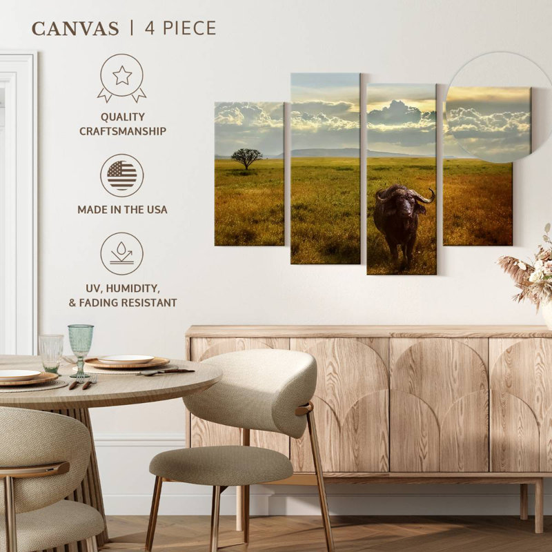 Buffle d'Afrique Brampt au Serengeti, H 27 po x l 43 po