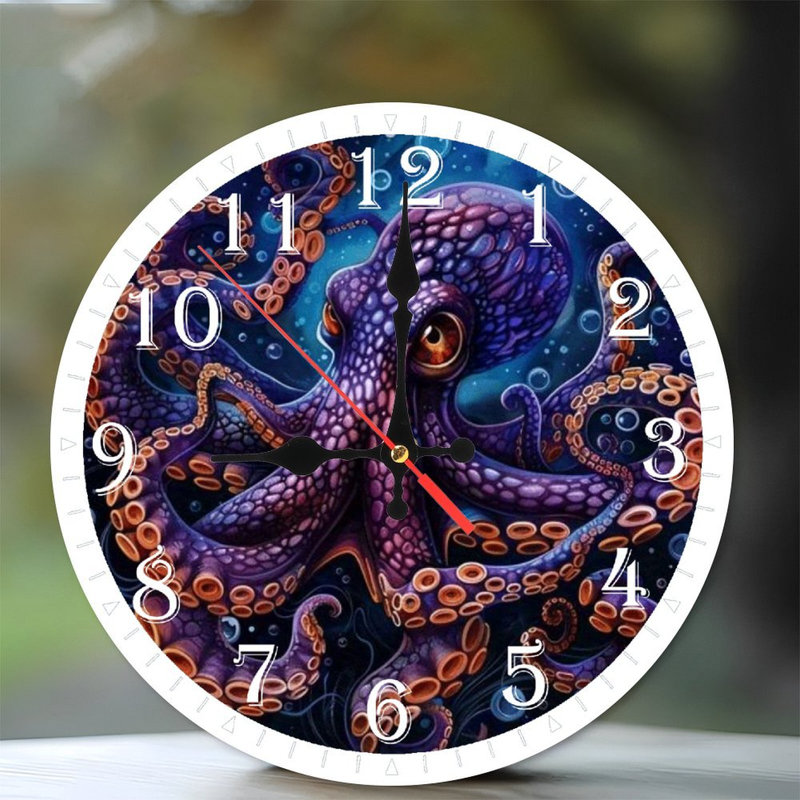 Horloge murale en bois 10 po, mouvement silencieux, à piles (piles AA non incluses), décor artistique, parfait pour les décorations