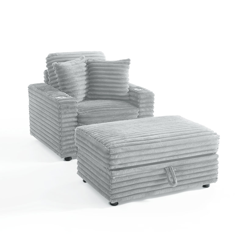 Ermia 96Cm Wide Armchair, Grey Faux Fur