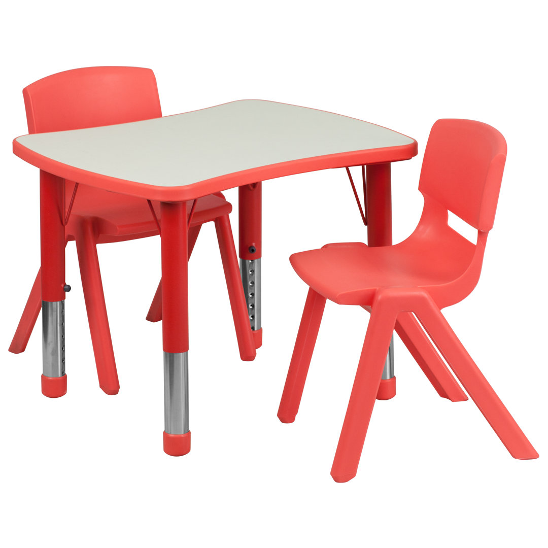 Goddard 21.875"W x 26.625"L Rectangle Plastic Activity Table Set with 2 Chairs Flash Furniture Side 