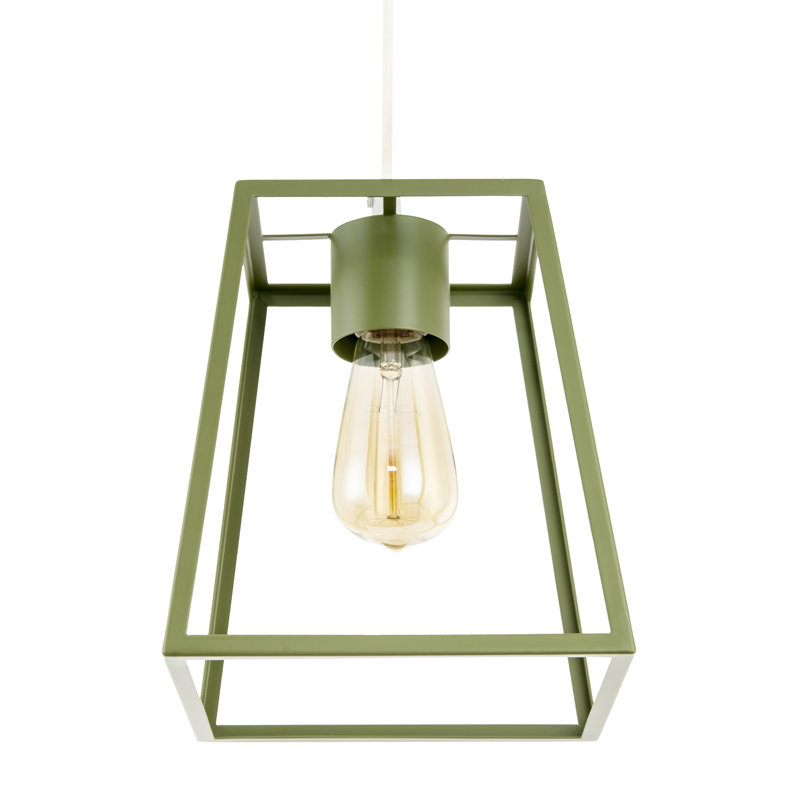 25cm H Metal Square Pendant Shade ( Screw On ), Olive