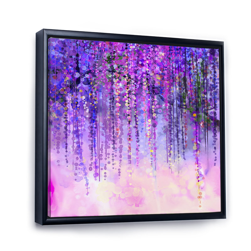 Printemps fleurs mauves arbre Wisteria en fleur - œuvre d'art traditionnelle sur toile, H 36 po x l 36 po x P 1,5 po