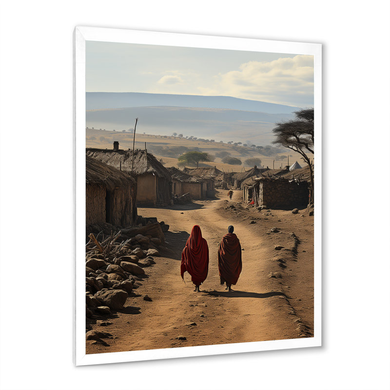 «Epsilon African Village Maasai», reproduction sur toile, Cadre photo blanc, H 40 po x l 30 po x P 1,5 po