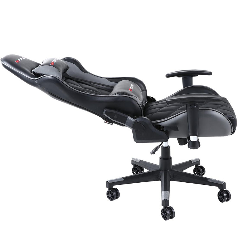 Brayden Studio Foreston Reclining Faux Leather PC & Racing Game Chair, Grey/Black