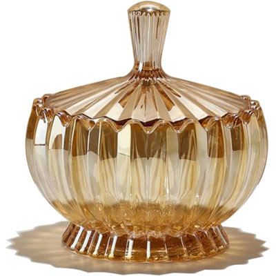25-Oz Lead-Free Glass Covered Candy Server – 5.9" Decorative Storage Bowl for Parties & Home
