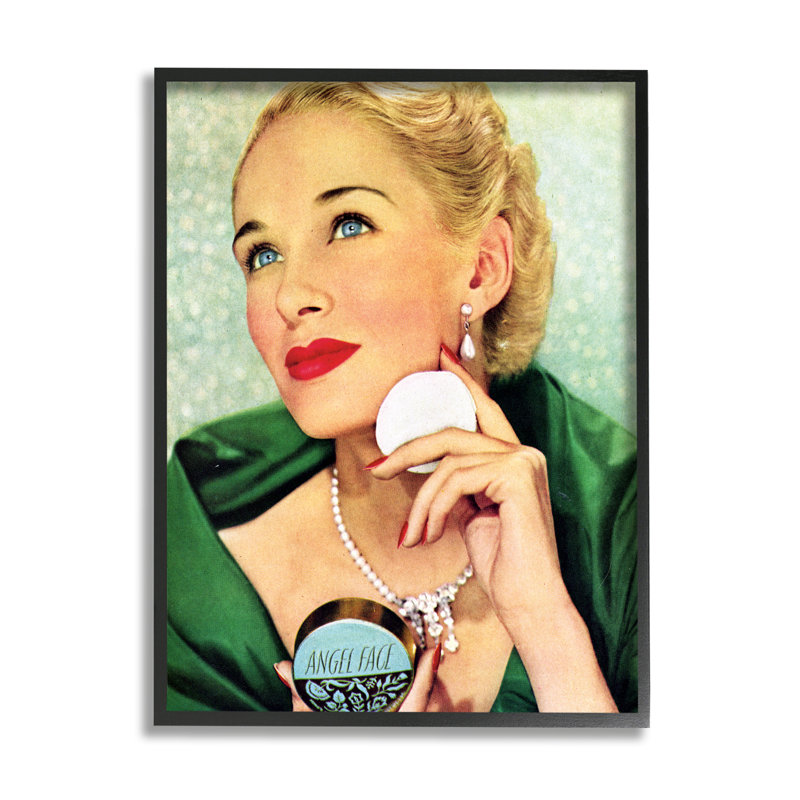 «Vintage Cosmetic Ad Woman» encadrée sur bois par Kathy Alper, impression, H 30 po x l 24 po x P 1,5 po