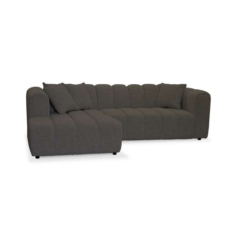 3 Seater Corner Sofa, Polyester - Brown, Left Hand Facing