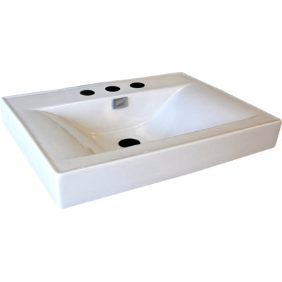 D'Vontz 18 " Vitreous China Rectangular Bathroom Sink with Faucet and Overflow Hole