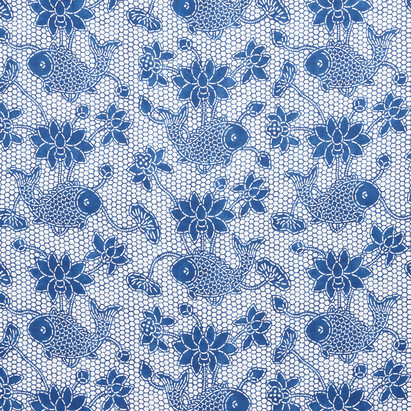 Tissu Lotus Batik, Indigo
