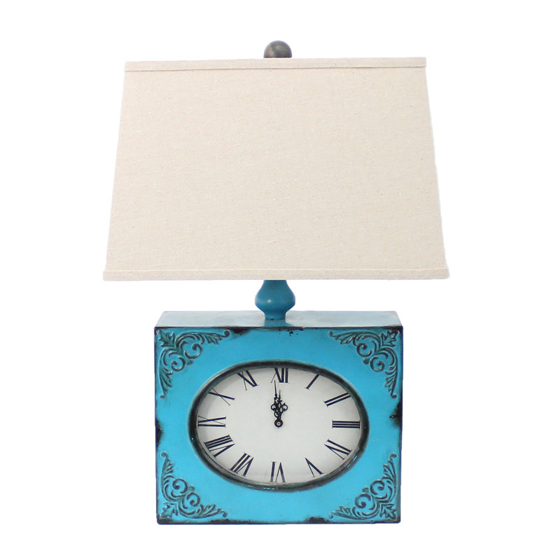 Horloge de table analogique en métal, Bleu
