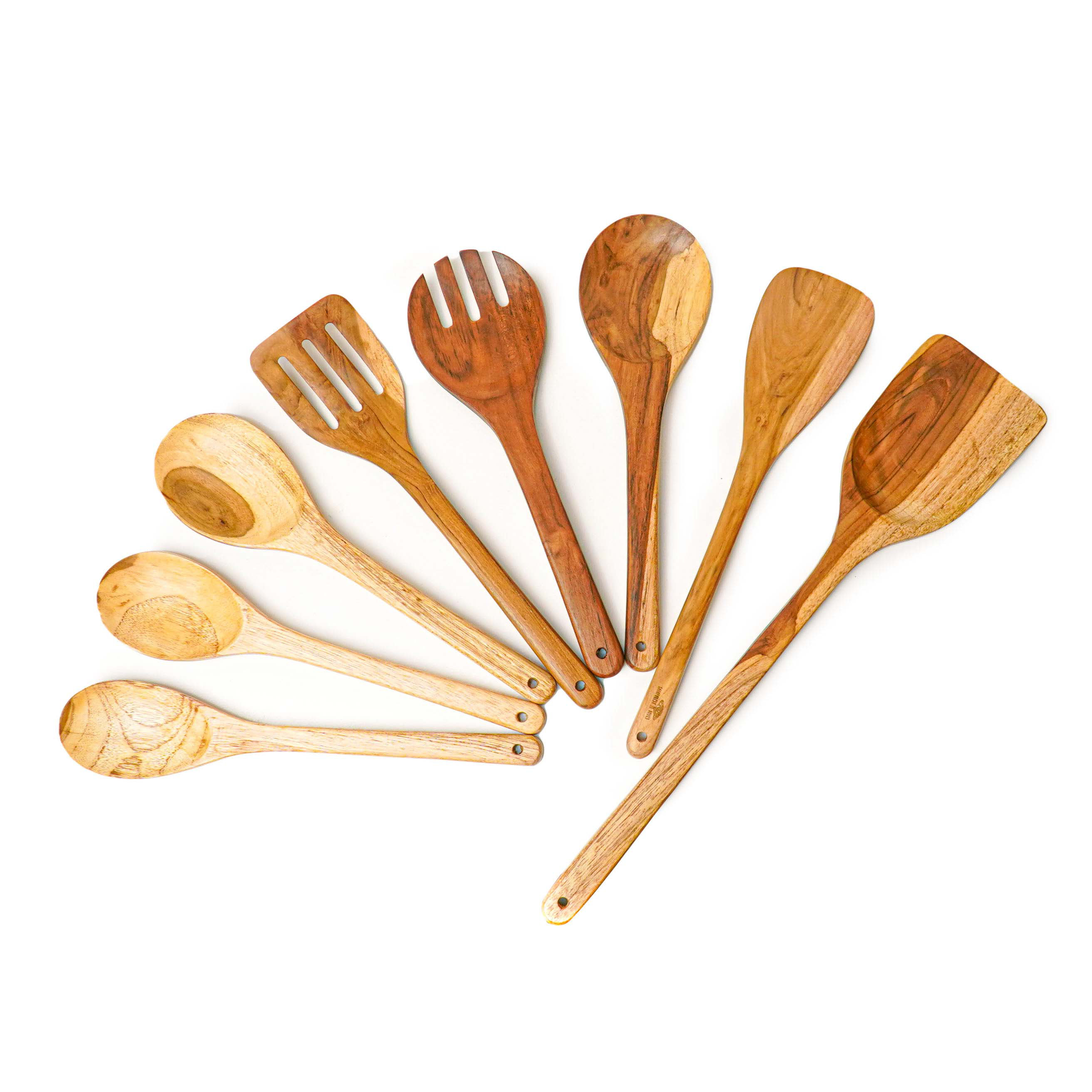 13 pcs Wooden Utensils Teak Wood Kitchen Wooden Spoons for Cooking,Spatula  Set with Wooden Spoon Rest,Tong,Whisk