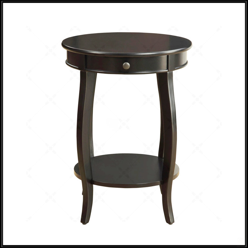 Table d'appoint ronde avec 1 tiroir et rangement ouvert
