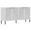 Console moderne blanche avec pieds en métal, 59,1 po x 29,5 po x 14,2 po | 100% panneau de particules enduit de mélamine, épaisseur: 0,7 pouce | Conception murale, plusieurs tablettes de rangement, esthétique géométrique élégante-1379679051