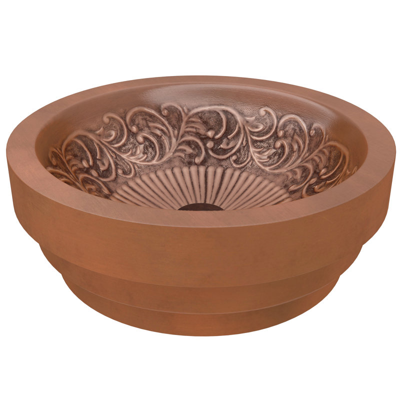ANZZI Admiral 17'' Polished Antique Copper Copper Circular Bathroom Sink
