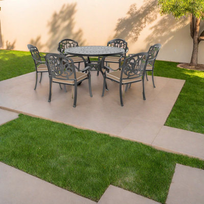 Elegant 7-piece Aluminum Patio Dining Sets With Comfortable Brown Cushions