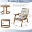 Ensemble de chaises longues d'extérieur en bois d'acacia 3 pièces avec table d'appoint, osier naturel et coussins gris clair