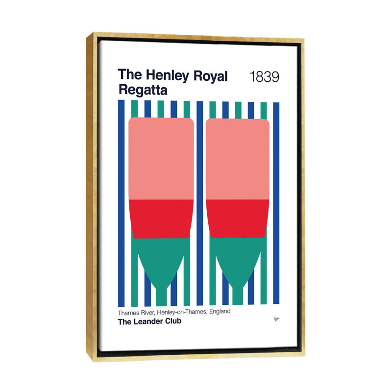 1839 Henley Royal Regatta - reproduction d'art murale - toile encadrée, H 26 po x l 18 po, Doré