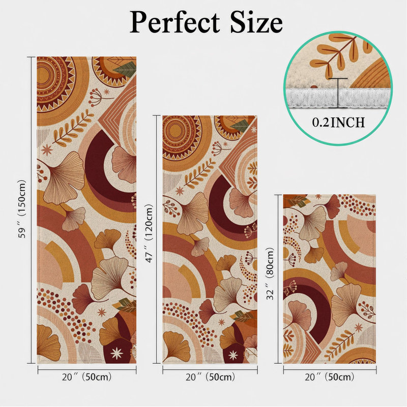 Tapis de cuisine lavables antidérapants Retro Swirls