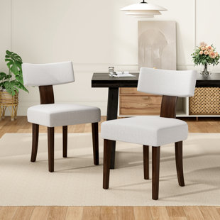 Mid Century Upholstered Dining Chairs With Solid Wood Legs (Set of 2)