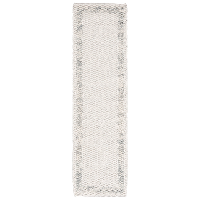Natura Hand Loomed Wool/Cotton Abstract Rug in Gray/Ivory, Runner 2'3" x 8'
