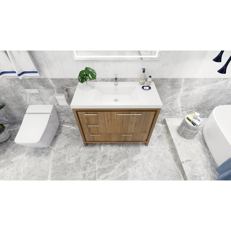 Meuble-lavabo simple 42 po Alsadig, Chêne naturel