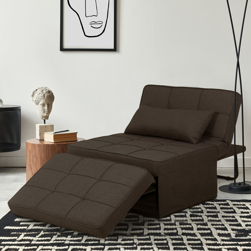 Chaliyah 71" Upholstered Convertible Sleeper Sofa, Dark Brown Cotton Blend