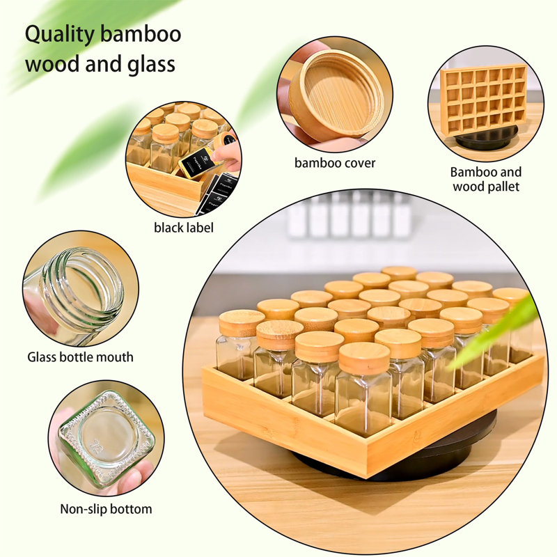 Bamboo Spice Jar & Rack Set