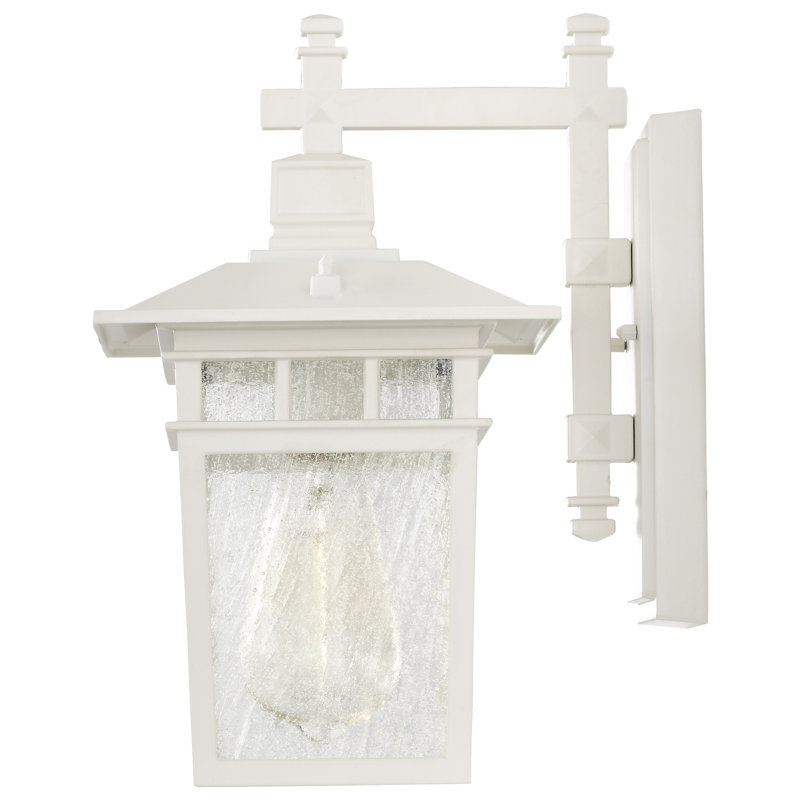 Lanterne murale d'extérieur en verre bullé H 11,75 po Valeri, Blanc