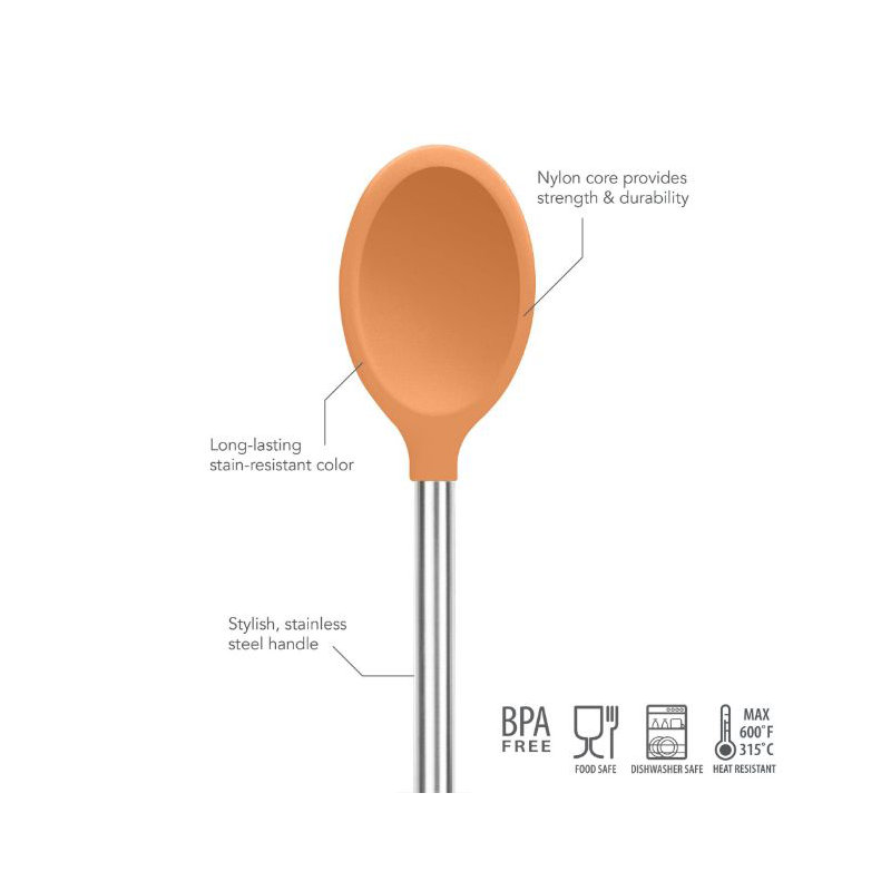 Silicone Mixing Spoon - Light Aqua, Apricot