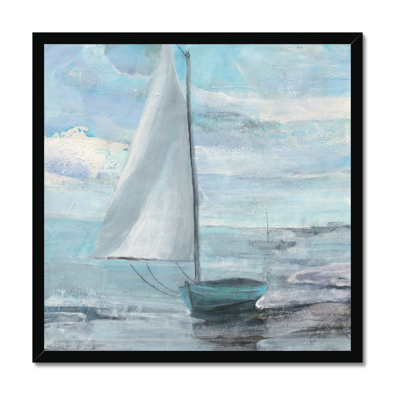 Silver Sail by Albena Hristova - Painting, Black Framed Paper Print, 34cm H x 34cm W