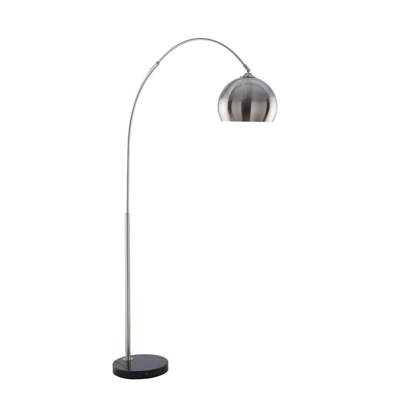 Lampe sur pied arquée 80 po Poyen, Acier inoxydable, Noir / argent