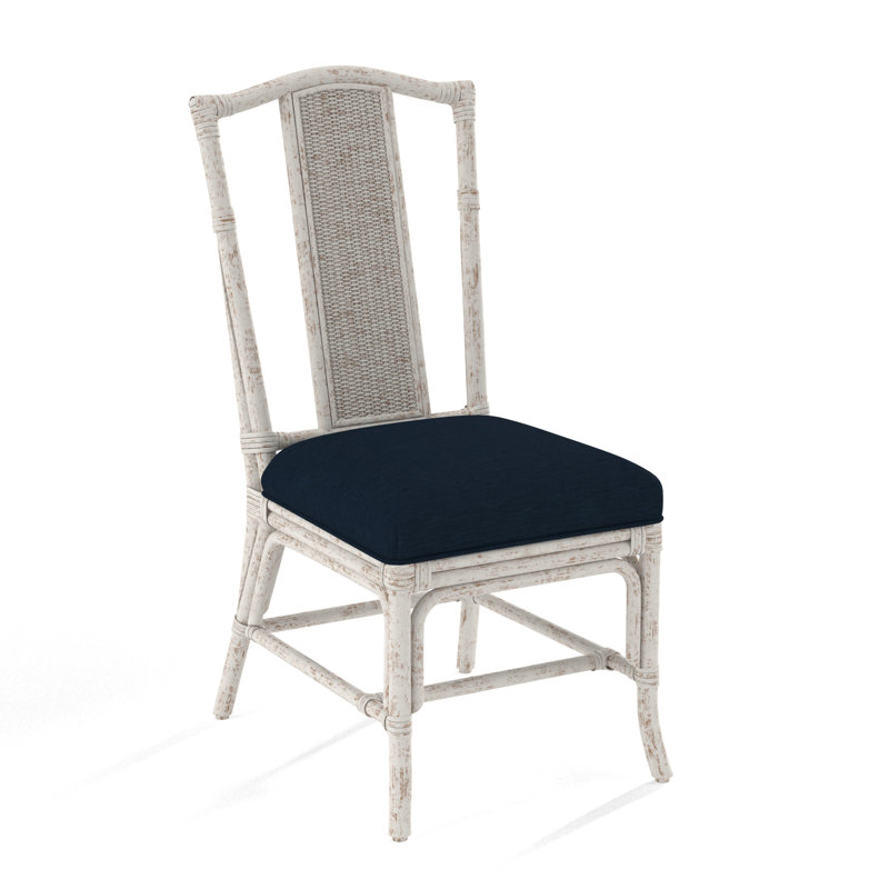Drury Lane Slat Back Side Dining Chair, Beige Performance Fabric; 0851-73, Antique Frost White