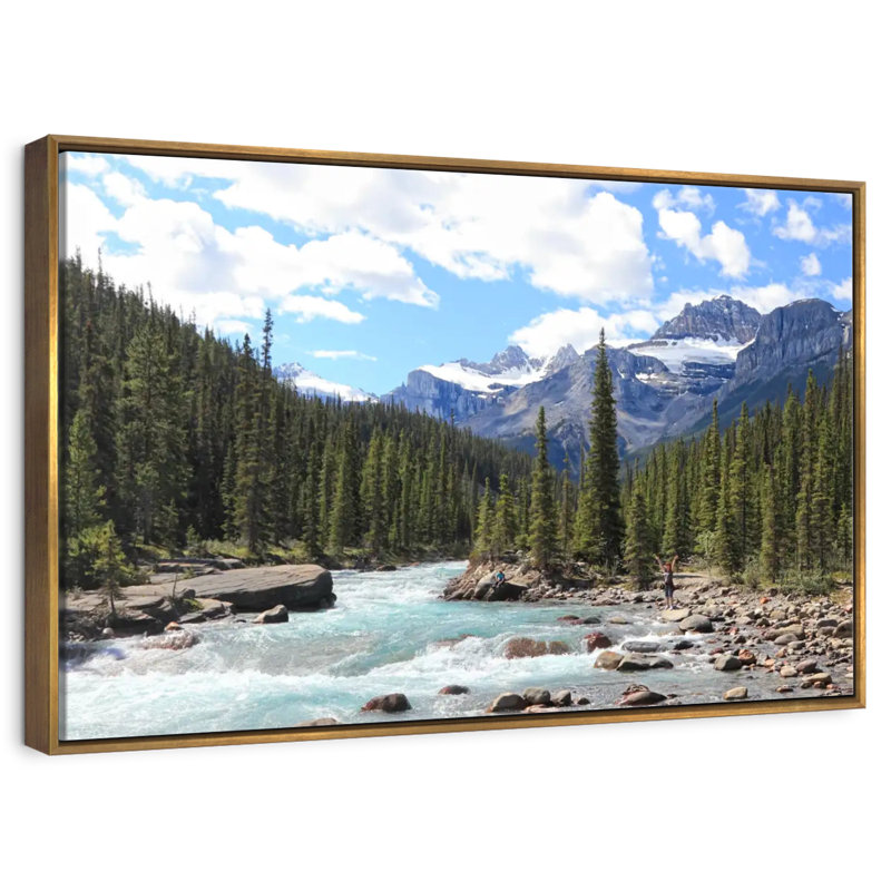 Rivière des montagnes Rocheuses, Cadre flottant doré, 19 po x 13 po