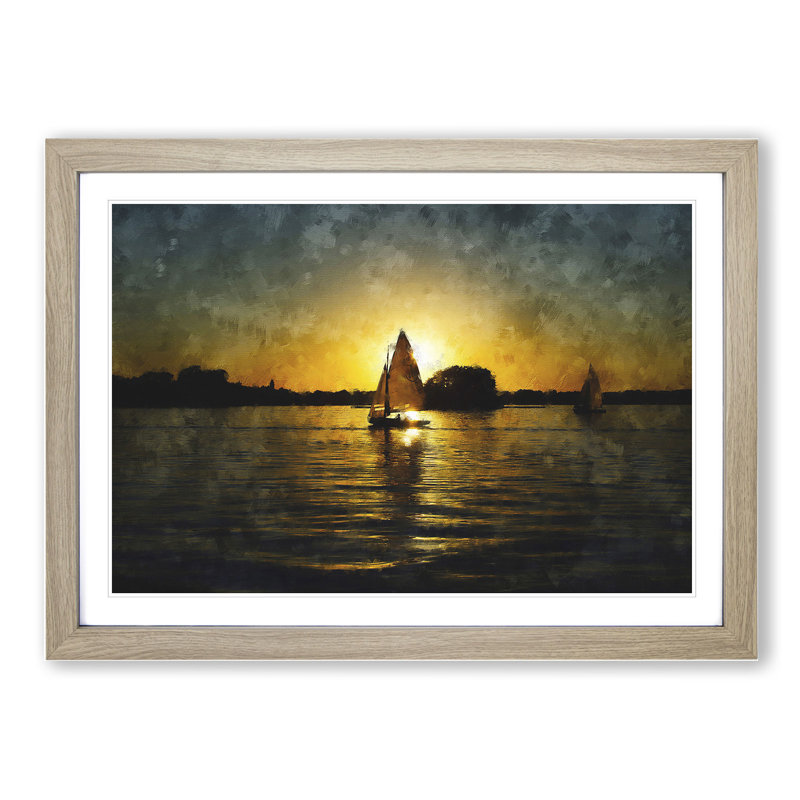 Sailing Boat Vol.4 - Picture Frame Graphic Art, 48cm H x 65cm W x 2cm D, Oak Framed