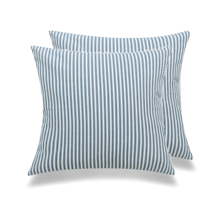  Housse et insert de coussin carré en coton, Bleu marine, 18" x 18", Polyester/ Bourre en polyester