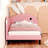 Full Size Upholstered Rabbit-Shape Daybed, Sofabed with Rabbit Ear Headboard for Playful and Functional Design-1624639682